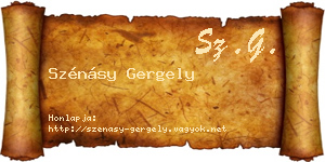 Szénásy Gergely névjegykártya